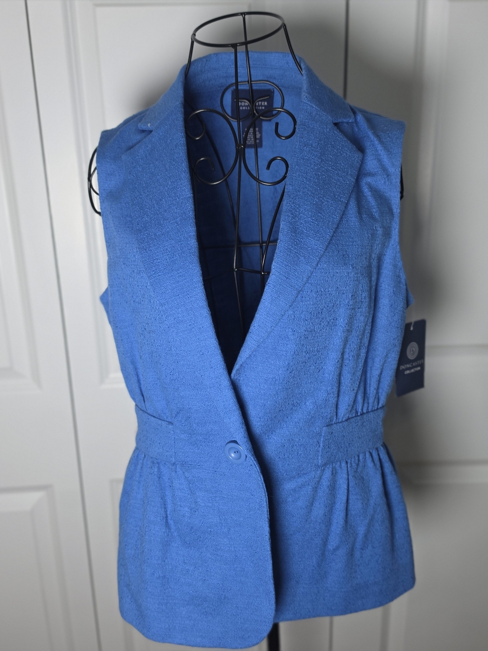 NWT Doncaster Collection Blue Sleeveless Blazer Vest Size 8